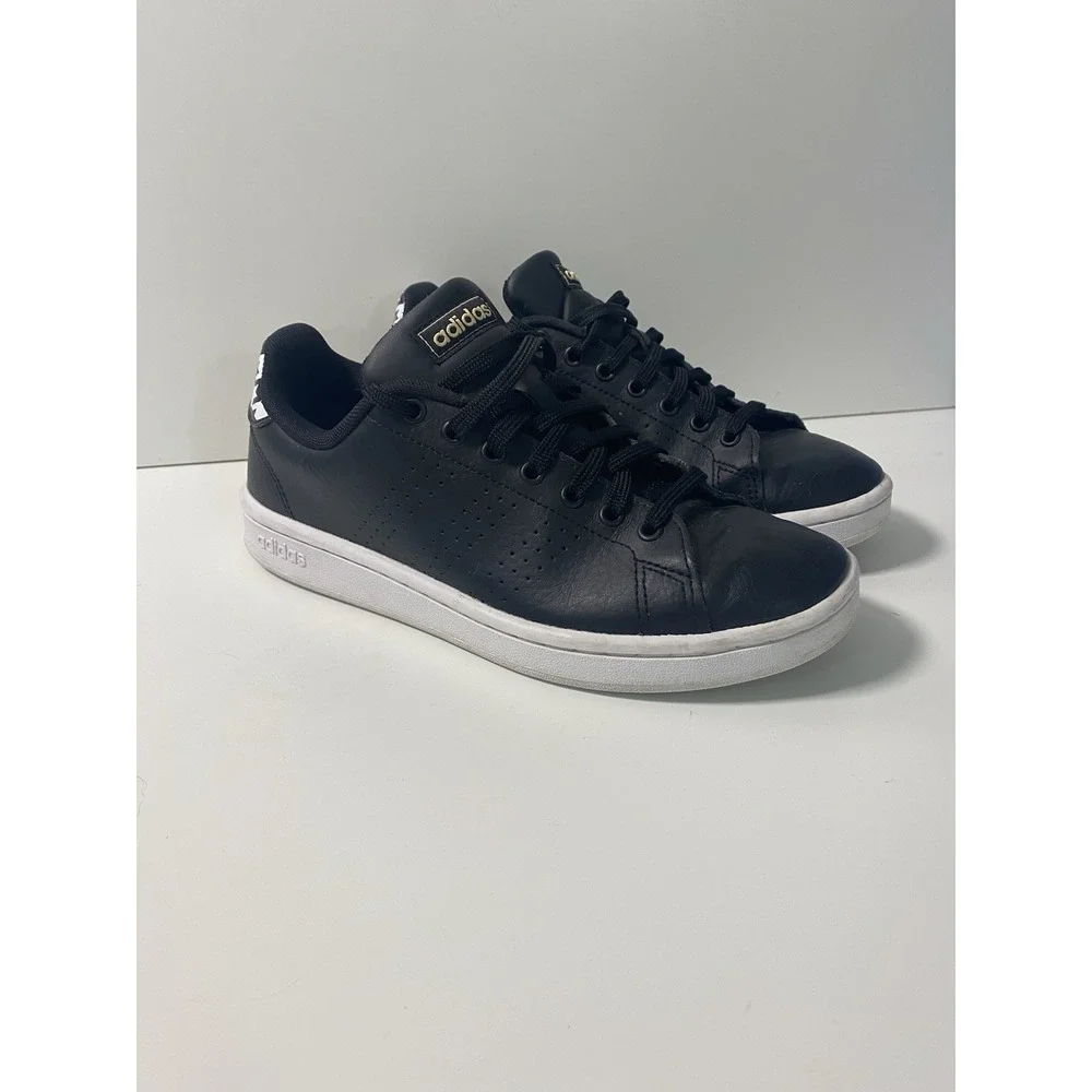 Adidas Cloudfoam Running Shoes HWI 28y001 Size Men's‎ Size 7.5 Black White Gold